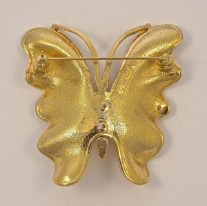 Nina Ricci Large Gold Plated Butterfly Brooch circa 1980s